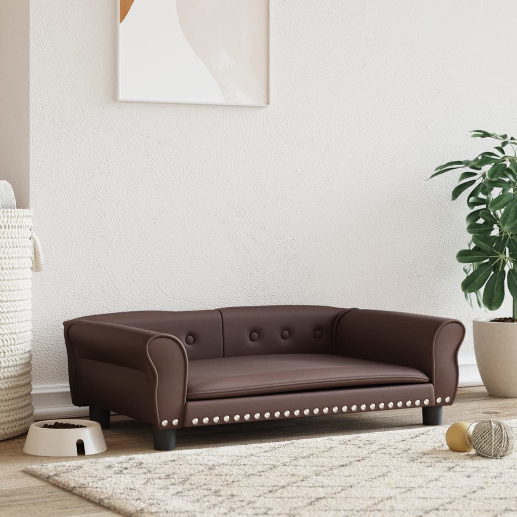 Cama Para Perros De Cuero Sintético Marrón 95x55x30 Cm / Vetonek_5