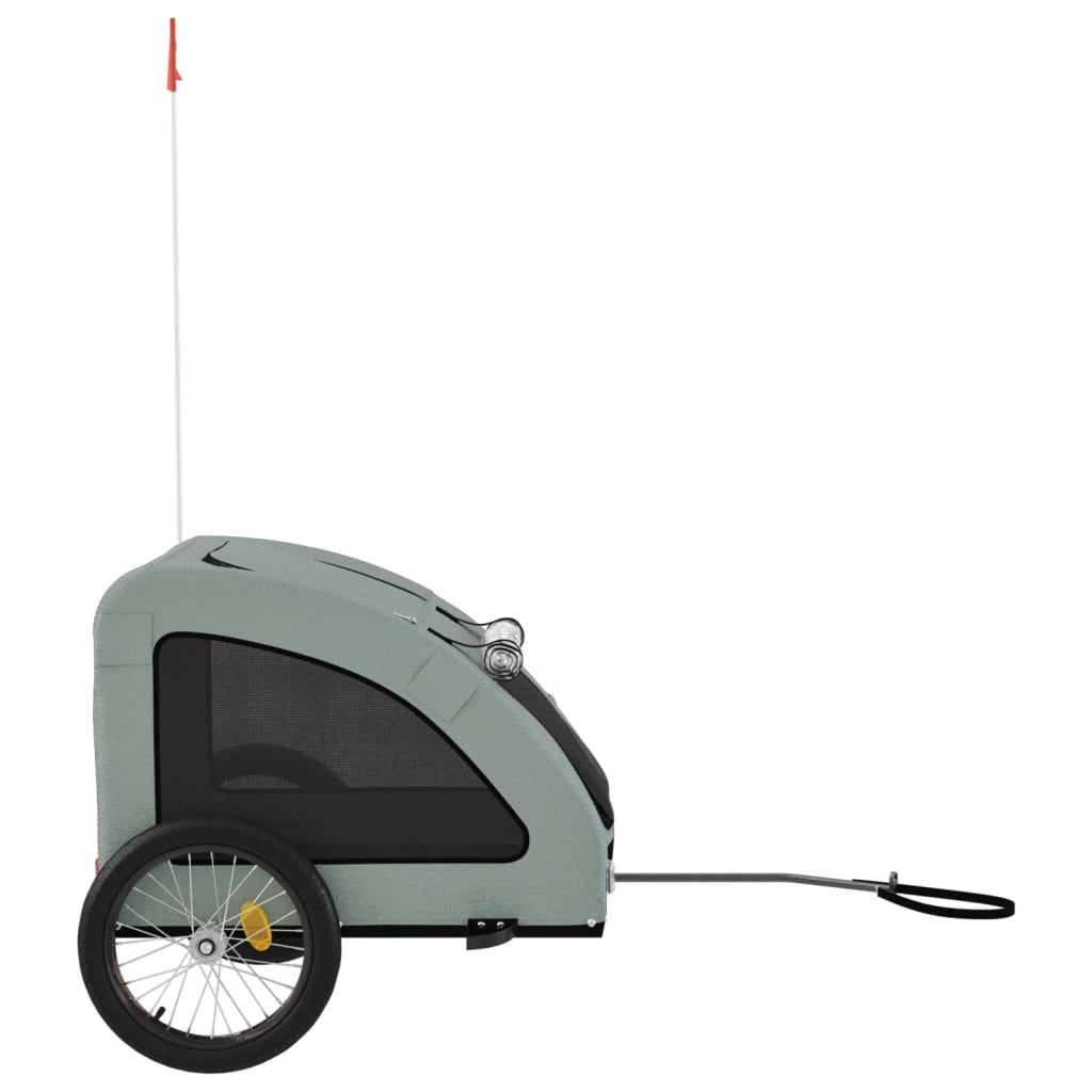 Remolque De Bicicleta Mascotas Hierro Tela Oxford Gris_5