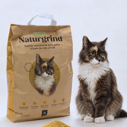 Sustrato Absorbente Wuapu Naturgrind Biodegradable Y Compostable Para Gato 6 Uds 6l_4