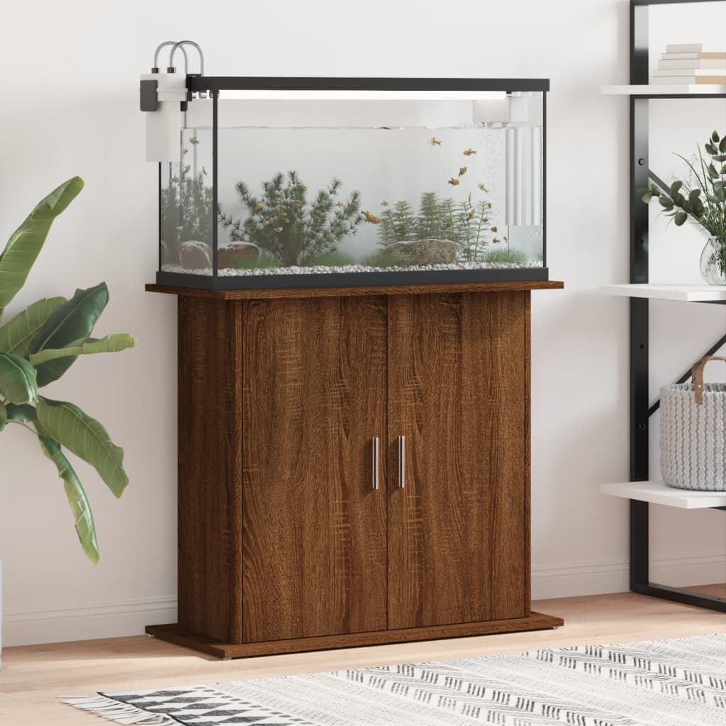 Vidaxl Soporte Para Acuario Madera Ingeniería Marrón Roble 81x36x73 Cm_1