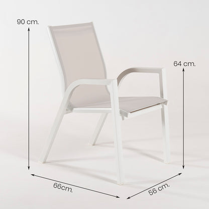 Sillón De Exterior, Tejido Textilene Beige, Aluminio Y Textilene, Color Blanco, Silla:90x66x56_4
