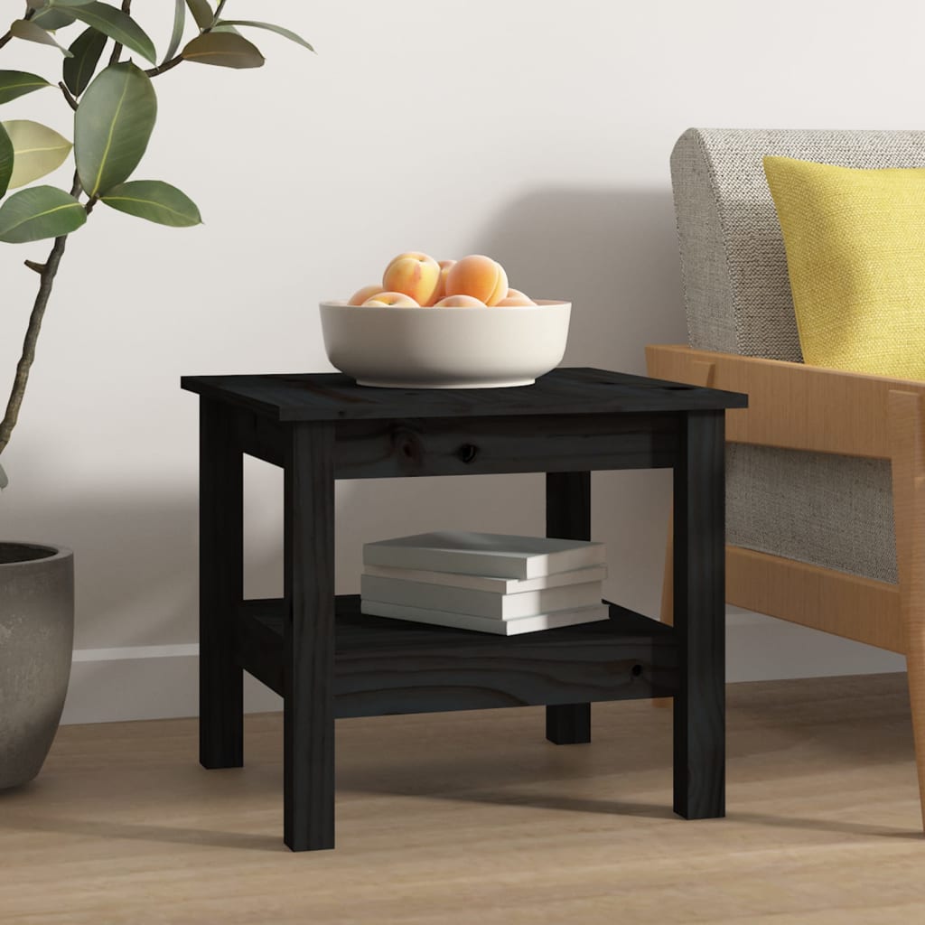 Mesa De Centro De Madera Maciza De Pino Negro 45x45x40 Cm_2