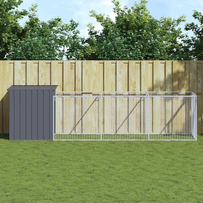 Caseta Perros Con Corral Acero Galvanizado Gris 110x405x110 Cm_1