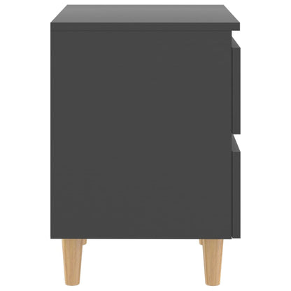 Mesitas De Noche 2 Uds Con Patas Madera Pino Gris 40x35x50 Cm_3