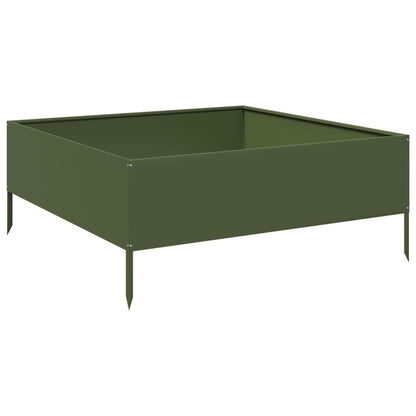 Arriate De Acero Verde Oliva 100x100x25 Cm_0