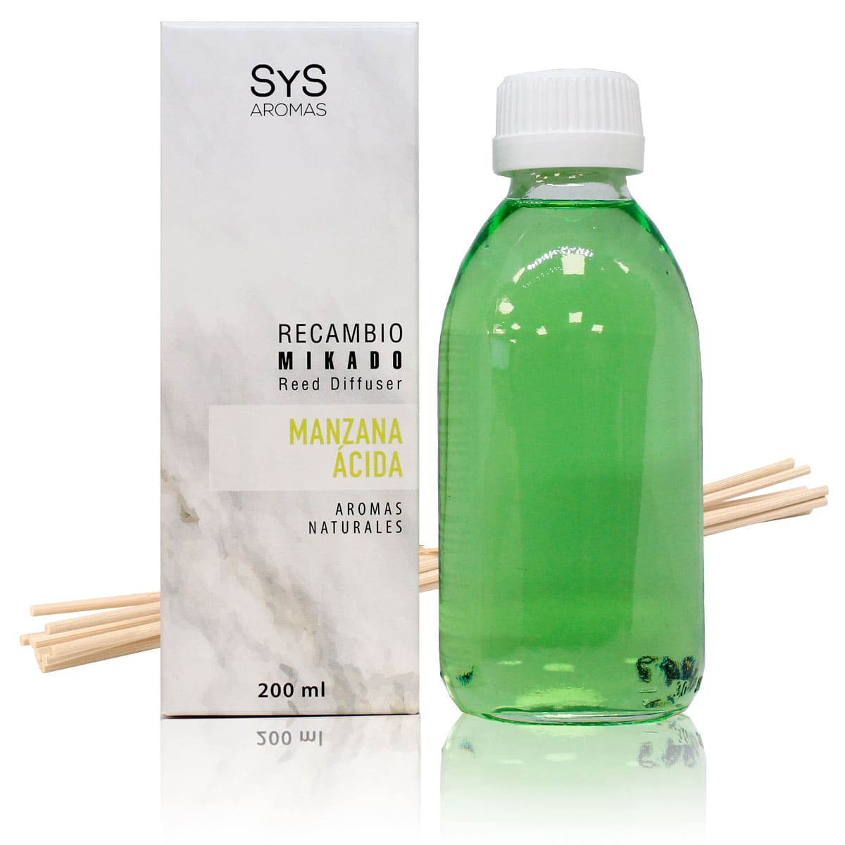 Recambio Mikado Manzana Ácida 200 Ml Con Varillas | Aroma Fresco Y Frutal | Refill Difusor | Larga Duración_0