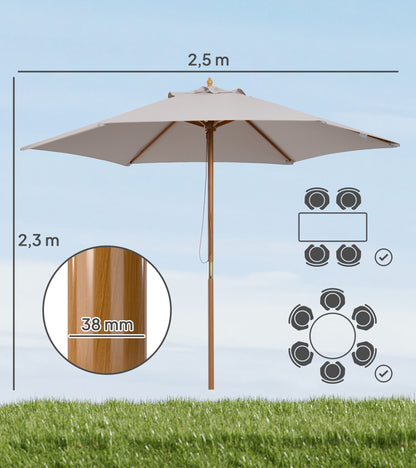 Outsunny Sombrilla De Jardín Ø250x230 Cm Con Poste Desmontable Gris_2