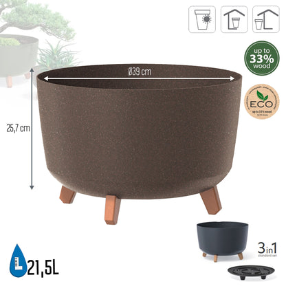 Macetero Color Café,sin Depósito , Colección Gracia De 39 X 39 X 25,7 Cm, Capacidad De 21,5 L.