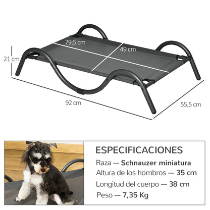 Pawhut Cama Elevada Para Perros Con Tela Malla Marco Curvo De Acero 92x55,5x21cm_2