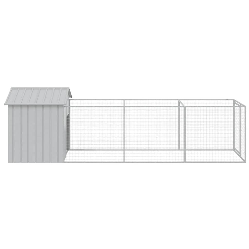 Vidaxl Caseta Perros Tejado Acero Galvanizado Gris Claro 117x405x123cm_3