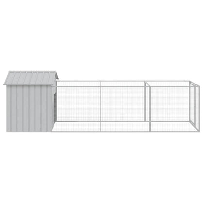 Vidaxl Caseta Perros Tejado Acero Galvanizado Gris Claro 117x405x123cm_3