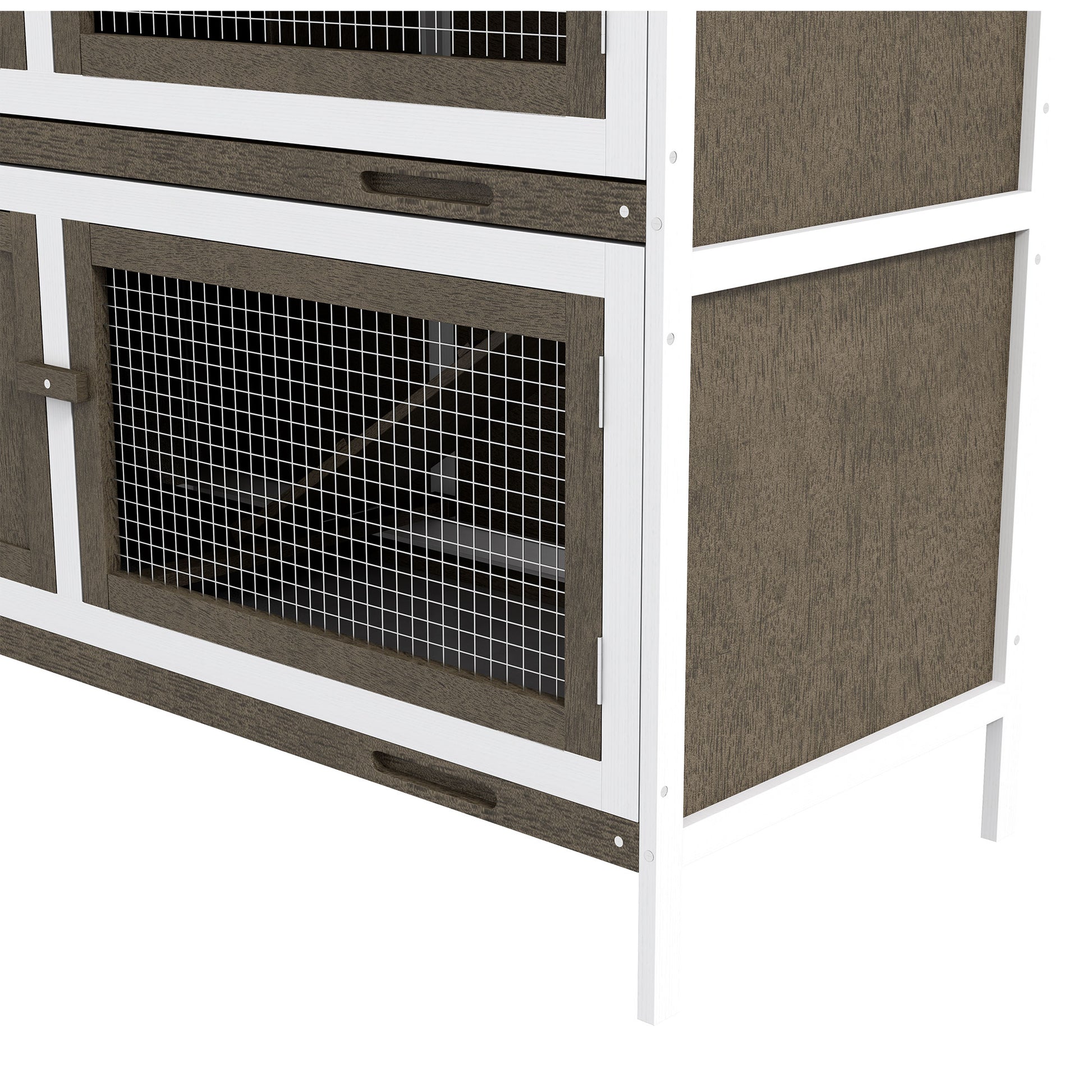 Pawhut Conejera De Madera 97x44x91 Cm Con Techo Asfáltico Puertas Con Pestillo_4