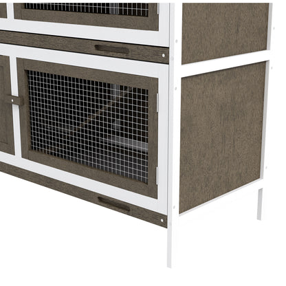 Pawhut Conejera De Madera 97x44x91 Cm Con Techo Asfáltico Puertas Con Pestillo_4