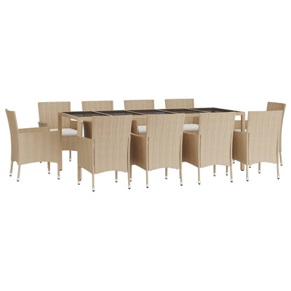 Vidaxl Set Comedor De Jardín 11 Pzas Con Cojines Ratán Sintético Beige_0