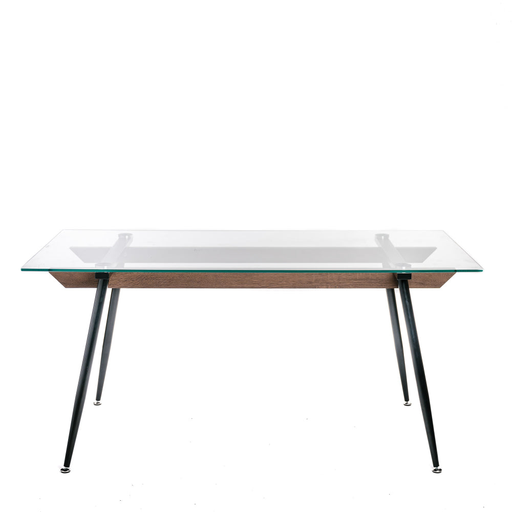 Mesa Comedor Salón Estructura Metal Y Madera Tapa Cristal 6 Personas Industrial Vintage 160x80xh75_0
