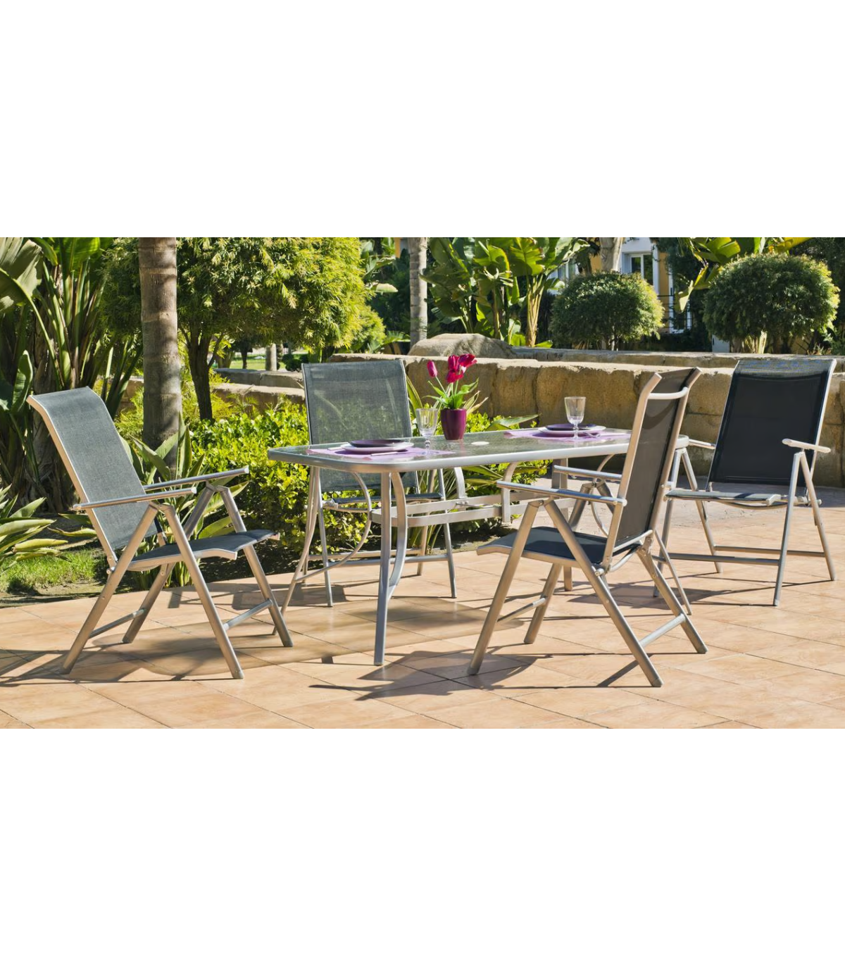 Pack 4 Sillones O Tumbonas Acero/textilen Seul-5 Plegables_3