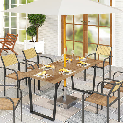Outsunny Mesa Comedor De Jardín De Madera Con Encimera De Listones Natural_1