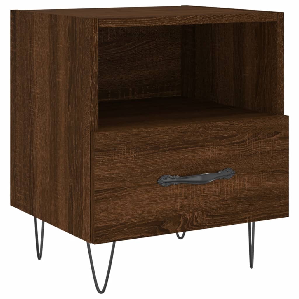 Mesita Noche 2 Uds Madera Ingeniería Marrón Roble 40x35x47,5 Cm_4