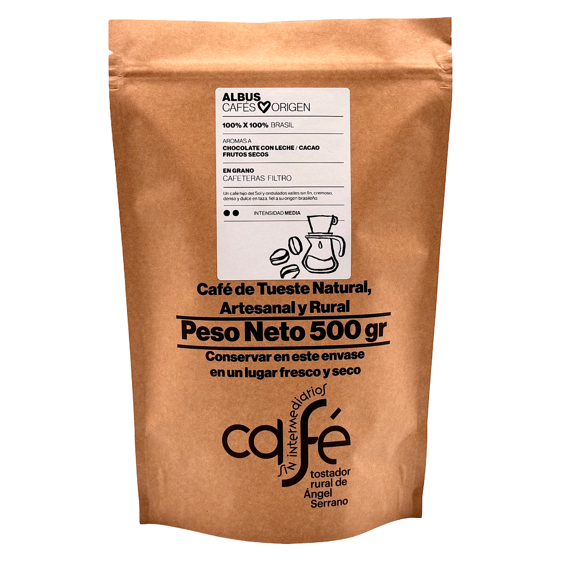 Cafe Sin Intermediarios Café Brasil Albus En Grano Para Filtro 500 G_0