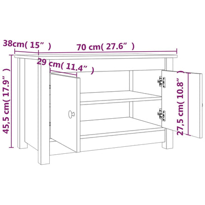 Armario Zapatero De Madera Maciza De Pino Gris 70x38x45,5 Cm / Vetonek_3