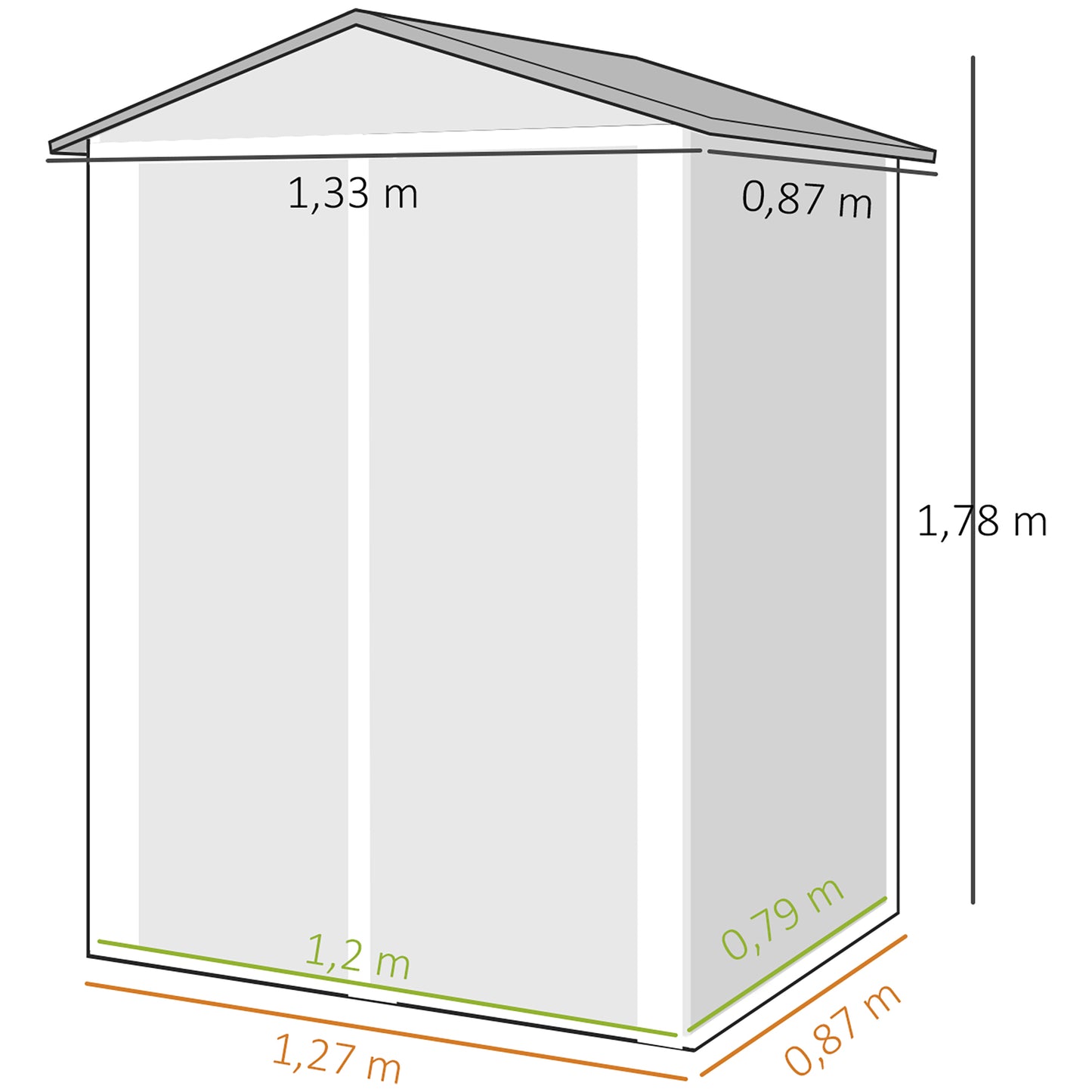 Outsunny Caseta De Jardín Exterior 1,1 M² 133x87x178 Cm Puertas Abatibles Verde_2