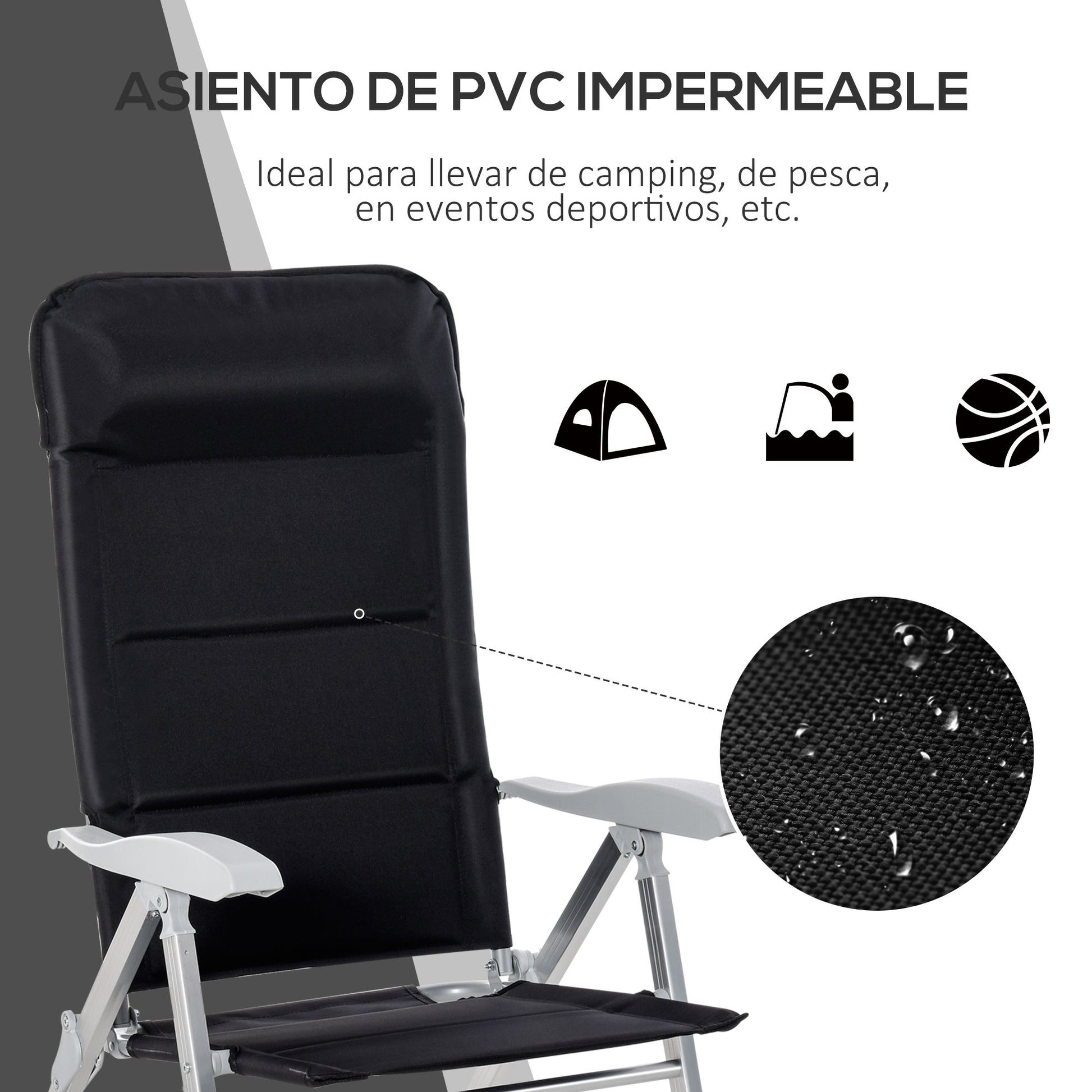 Outsunny Silla De Jardín Plegable Aluminio Con Respaldo Ajustable En 8_5