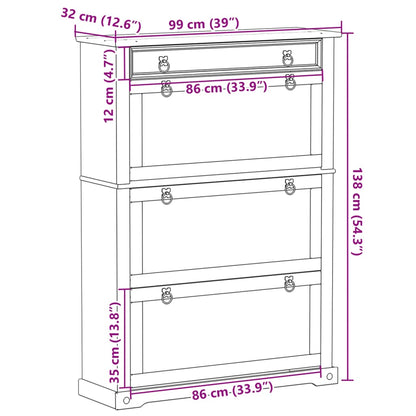 Mueble Zapatero Corona Madera Maciza De Pino 99x32x138 Cm / Vetonek_1