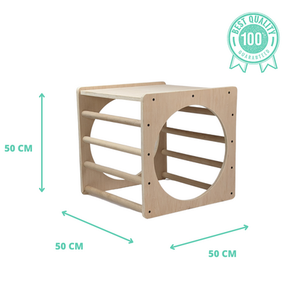 Cubo De Escalada/aprendizaje Pikler De Madera + Rampa Presas. Med: 50 X 50 X 50 Cm. Cunkrl0011. Woodgo._1