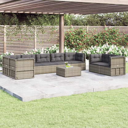 Vidaxl Set De Muebles De Jardín 8 Pzas Y Cojines Ratán Sintético Gris_1