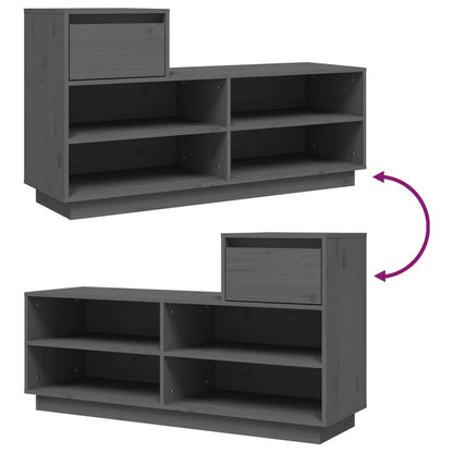 Mueble Zapatero De Madera Maciza De Pino Gris 110x34x61 Cm / Vetonek_3