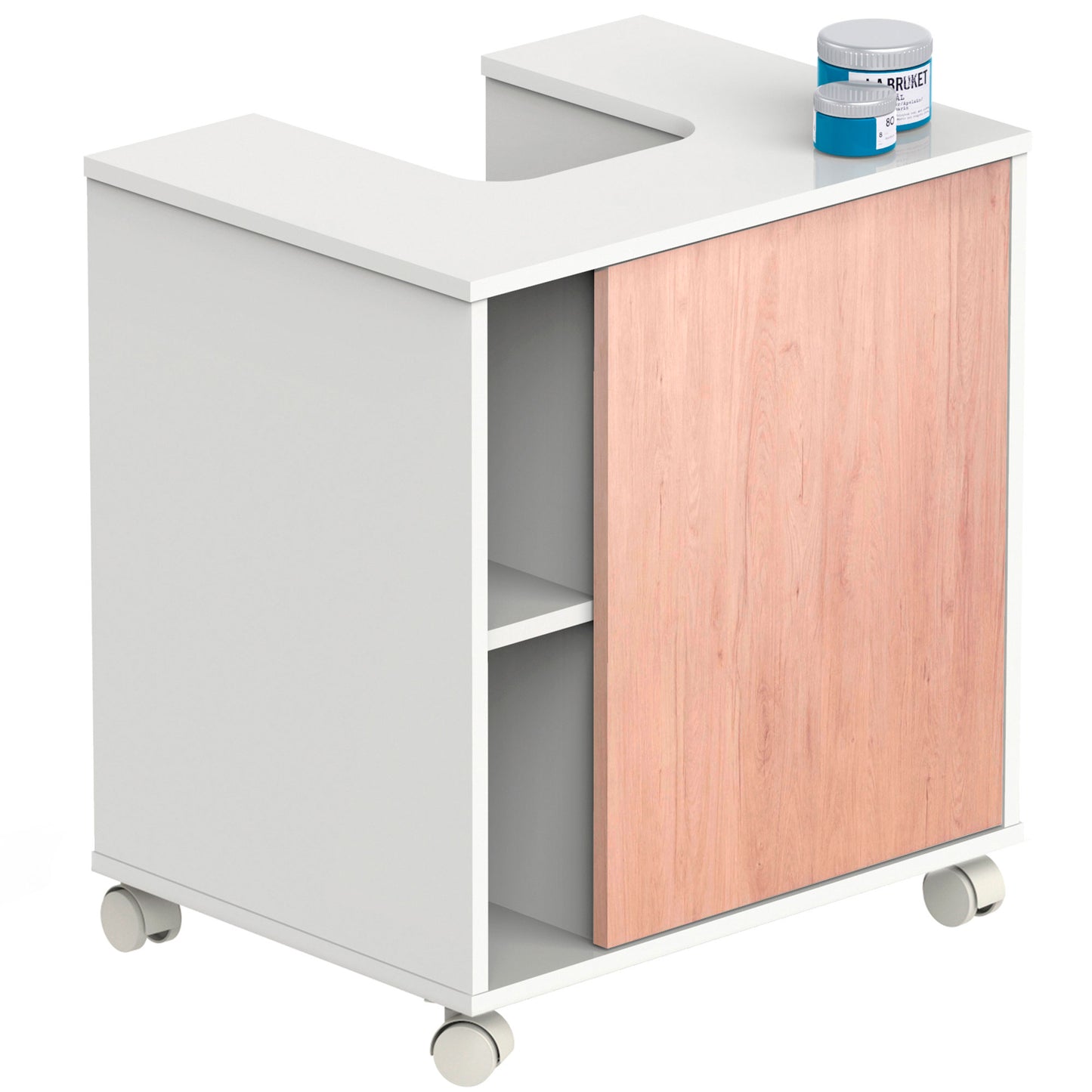Mueble Baño Bajo Lavabo Pie Armario Auxiliar Para Lavabos Con /sin Pedestal 64x59x45 Almacenaje, Briebe, Esencia, Blanco_1