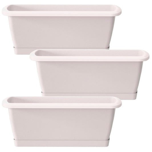 3x Jardinera Respana Con Soporte De Plastico En Color Blanco 78,6 (largo) X 18,4 (ancho) X 14,5 (alto) Cm_0