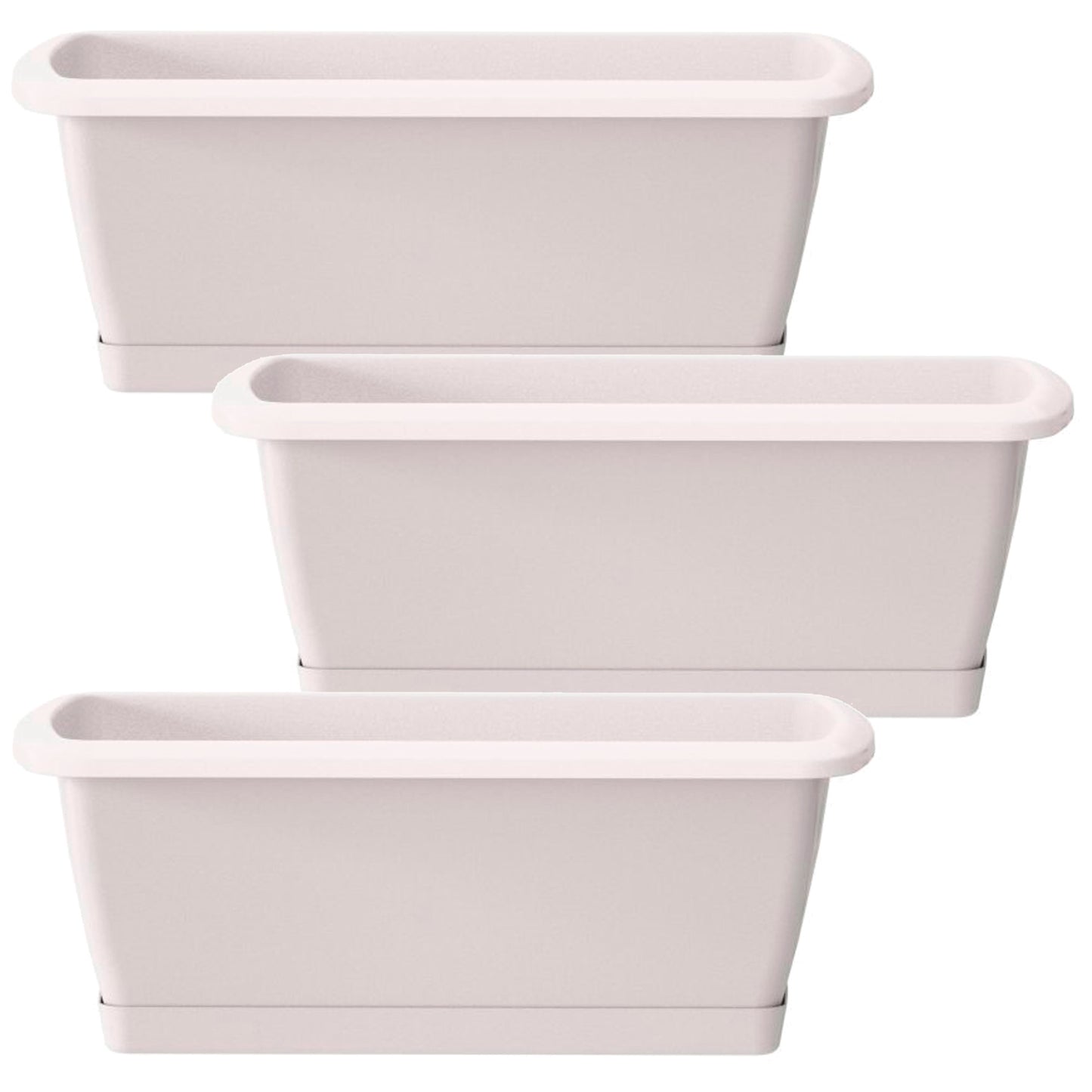 3x Jardinera Respana Con Soporte De Plastico En Color Blanco 78,6 (largo) X 18,4 (ancho) X 14,5 (alto) Cm