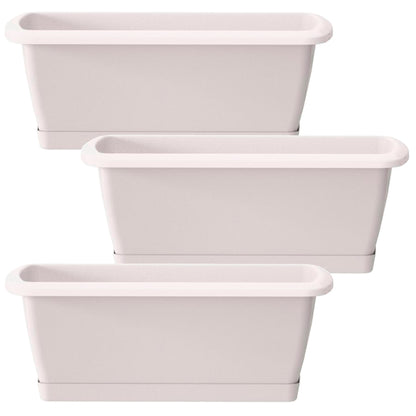 3x Jardinera Respana Con Soporte De Plastico En Color Blanco 78,6 (largo) X 18,4 (ancho) X 14,5 (alto) Cm