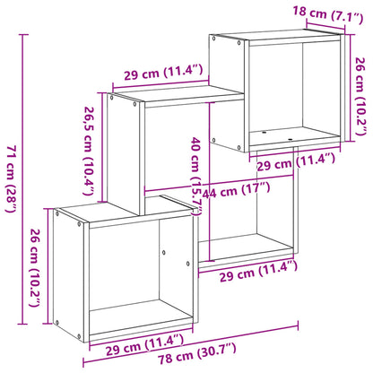 Mueble De Pared Madera De Ingeniería Marrón Roble 78x18x71 Cm / Vetonek_5