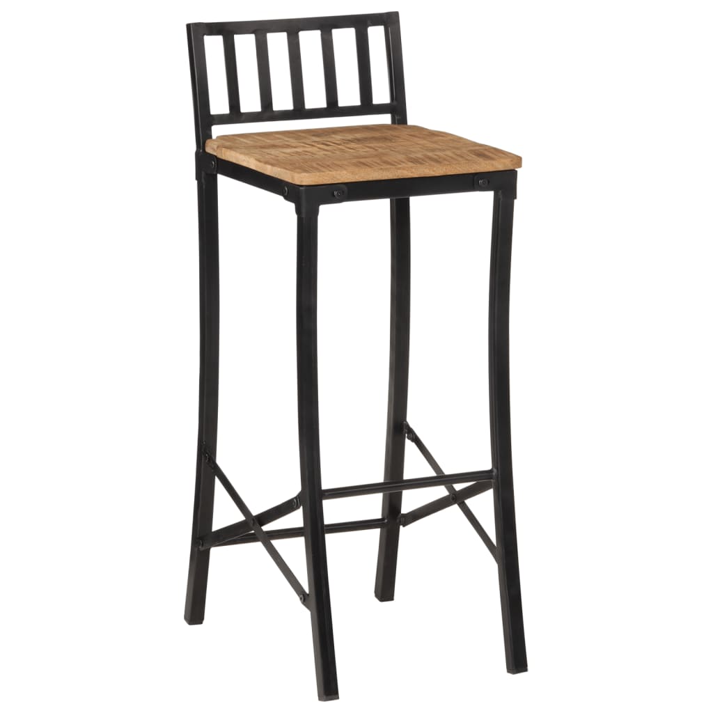 Taburetes Altos 4 Uds Madera Maciza De Mango Rugosa_0