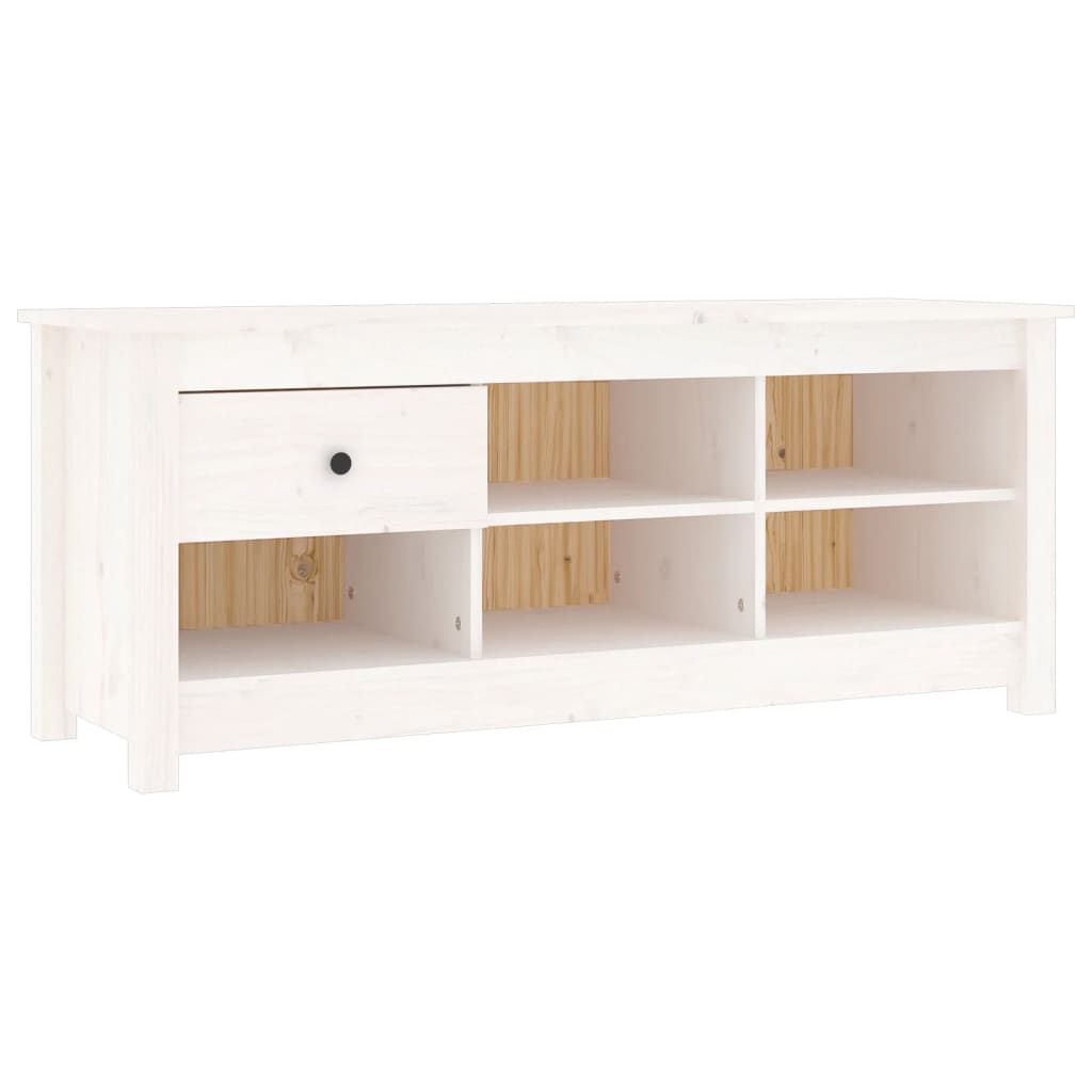 Armario Zapatero De Madera Maciza De Pino Blanco 110x38x45,5 Cm / Vetonek_1