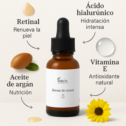 Sérum Facial con Retinal, Ácido Hialurónico y Aceite de Argán 30 ml | Antiedad de Noche | M&On Naturals_2