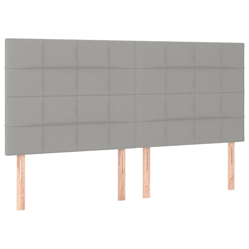 Estructura De Cama Con Cabecero De Tela Gris Claro 200x200 Cm / Vetonek_3