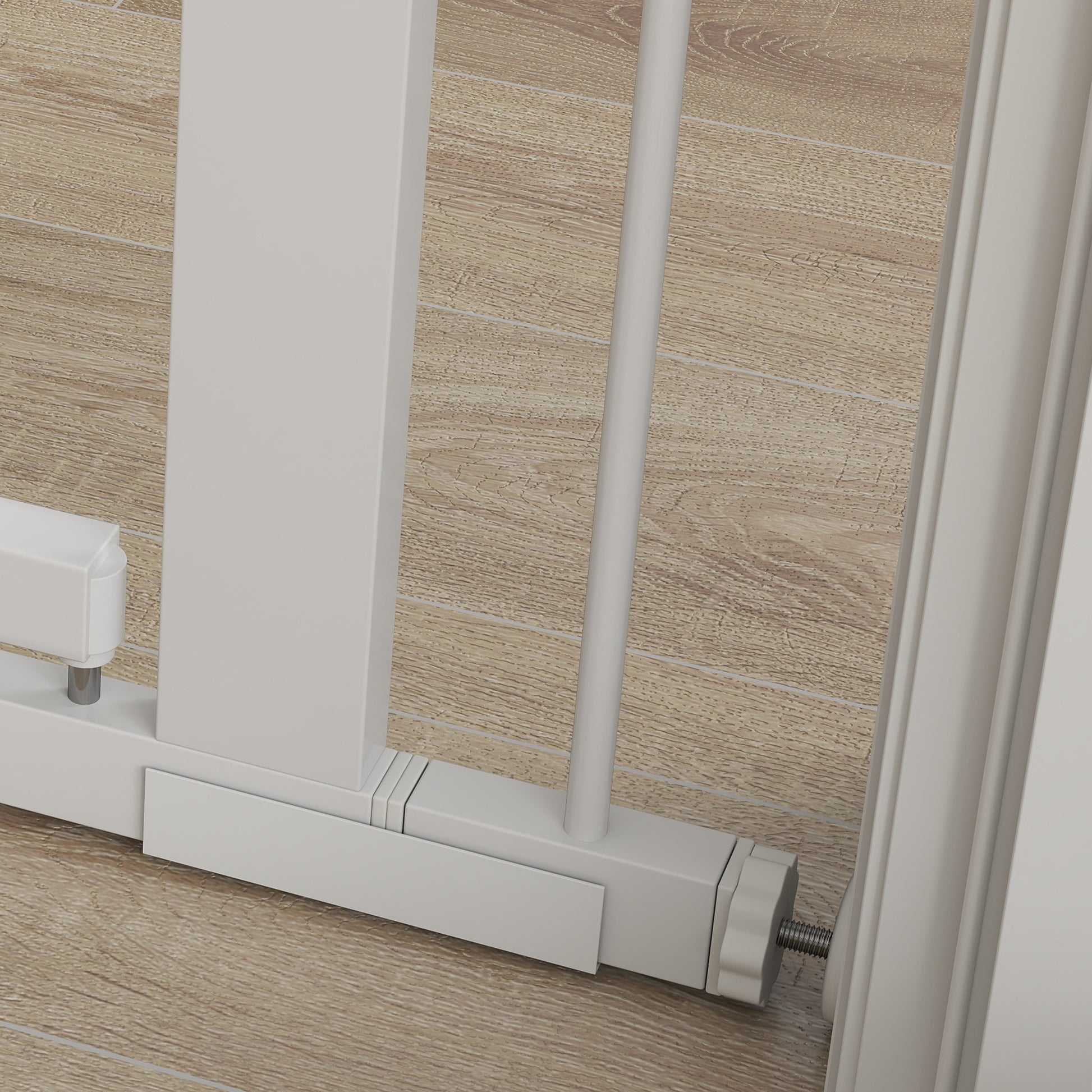 Pawhut Barrera Para Perros Con Ancho Ajustable 76-104 Cm 2 Extensiones Blanco_4