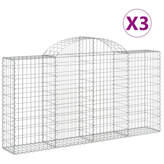 Cestas De Gaviones 3 Uds Forma De Arco Hierro 200x30x100/120 Cm_0
