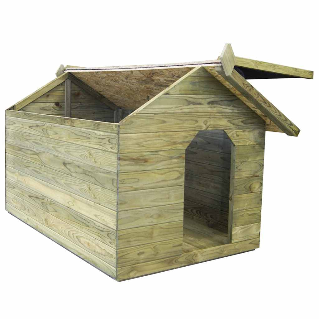 Vidaxl Casa De Perros De Jardín Tejado Abierto Madera Pino Impregnada_4