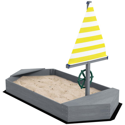 Outsunny Arenero Para Niños De Madera Con Bandera Y Timón 190x90x138 Cm Girs_0