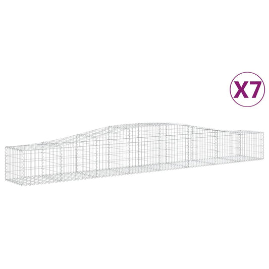 Cestas De Gaviones 7 Uds Forma De Arco Hierro 400x50x40/60 Cm_0