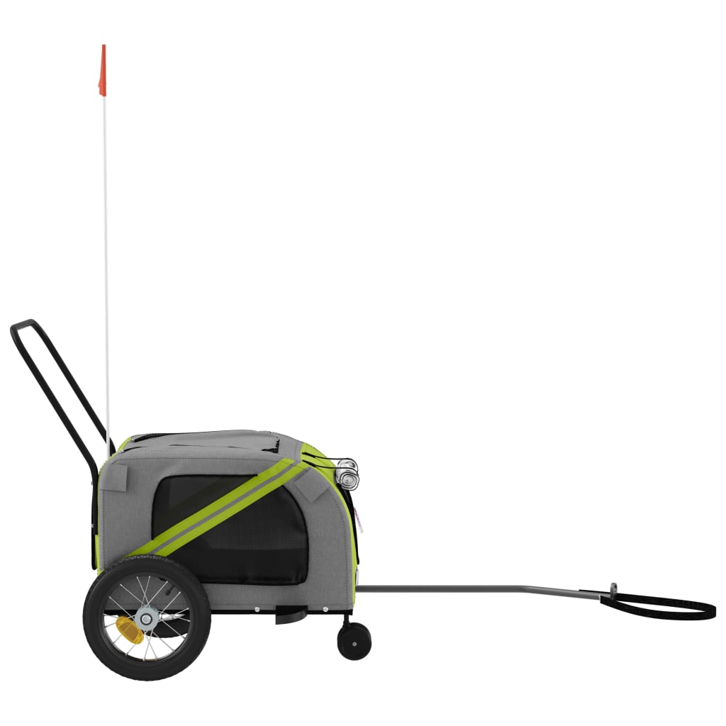 Remolque De Bicicleta Mascotas Hierro Tela Oxford Verde Negro_5