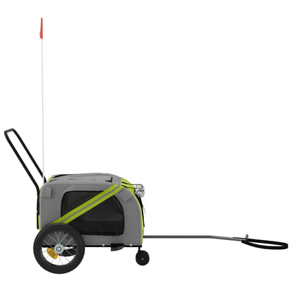 Remolque De Bicicleta Mascotas Hierro Tela Oxford Verde Negro_5