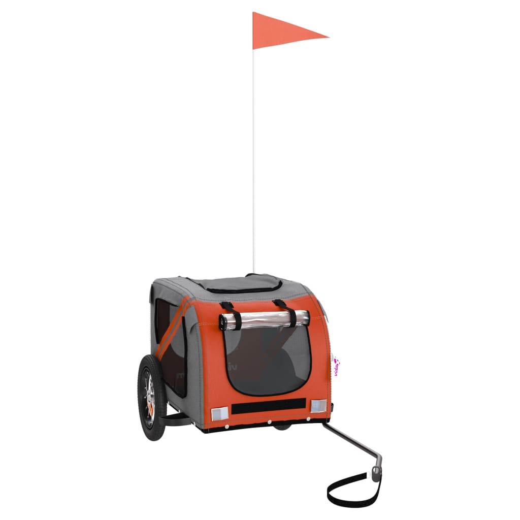 Remolque De Bicicleta Mascotas Hierro Tela Oxford Naranja Gris_0