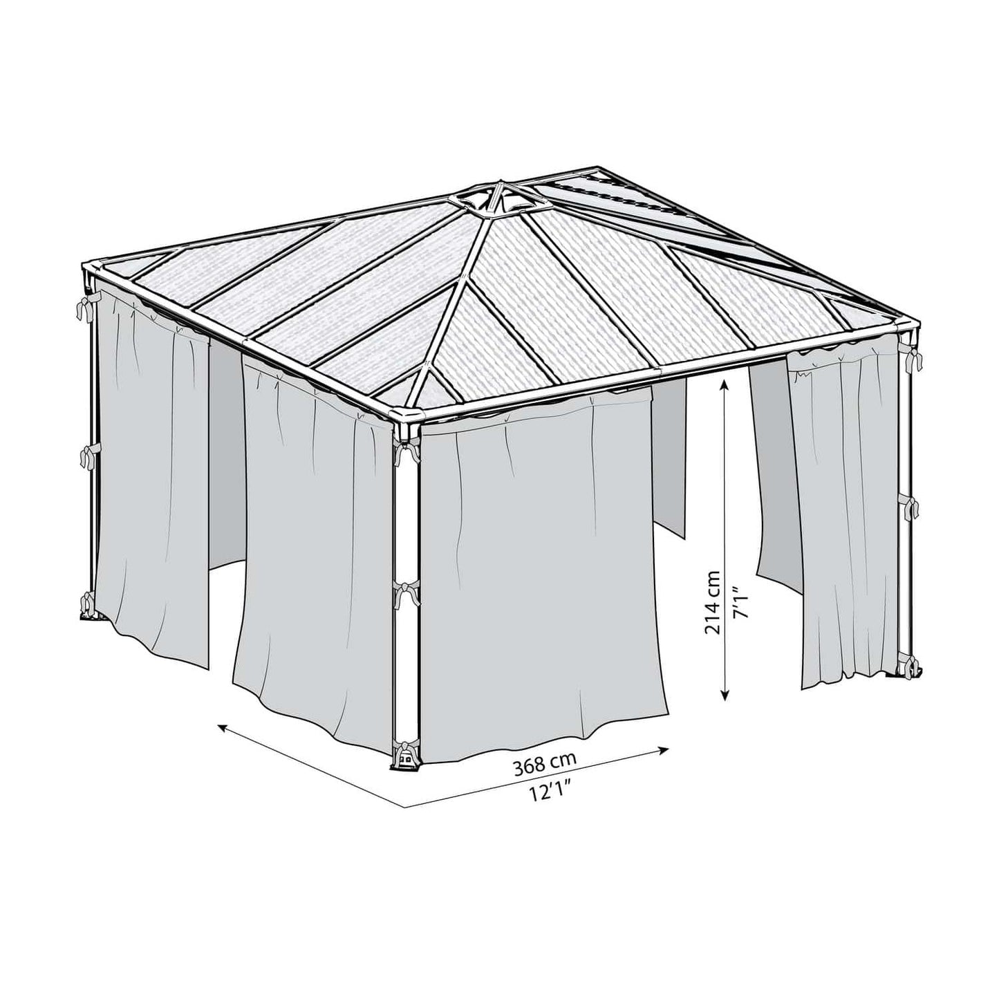 Conjunto de cortinas para gazebo gazebo Palermo 3000/3500/3600 + Milano 3000 + Martinique 3600 Canopia da Palram