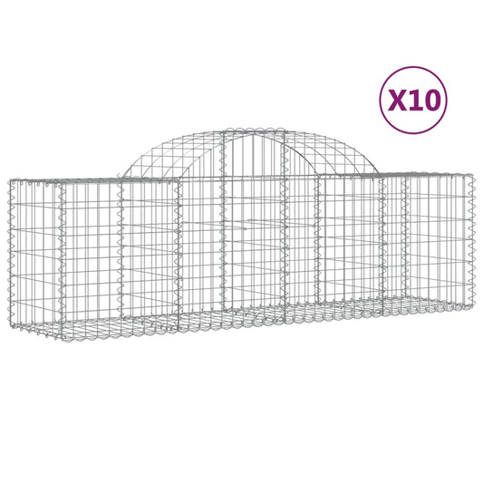 Cestas De Gaviones 10 Uds Forma De Arco Hierro 200x50x60/80 Cm_0