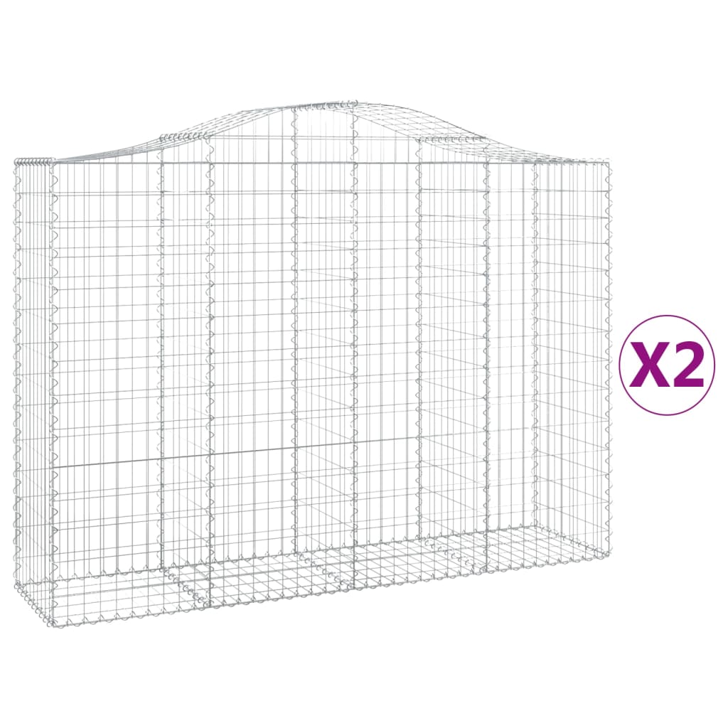 Cestas De Gaviones 2 Uds Forma De Arco Hierro 200x50x140/160 Cm_0